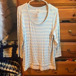 Blue and cream striped sweater